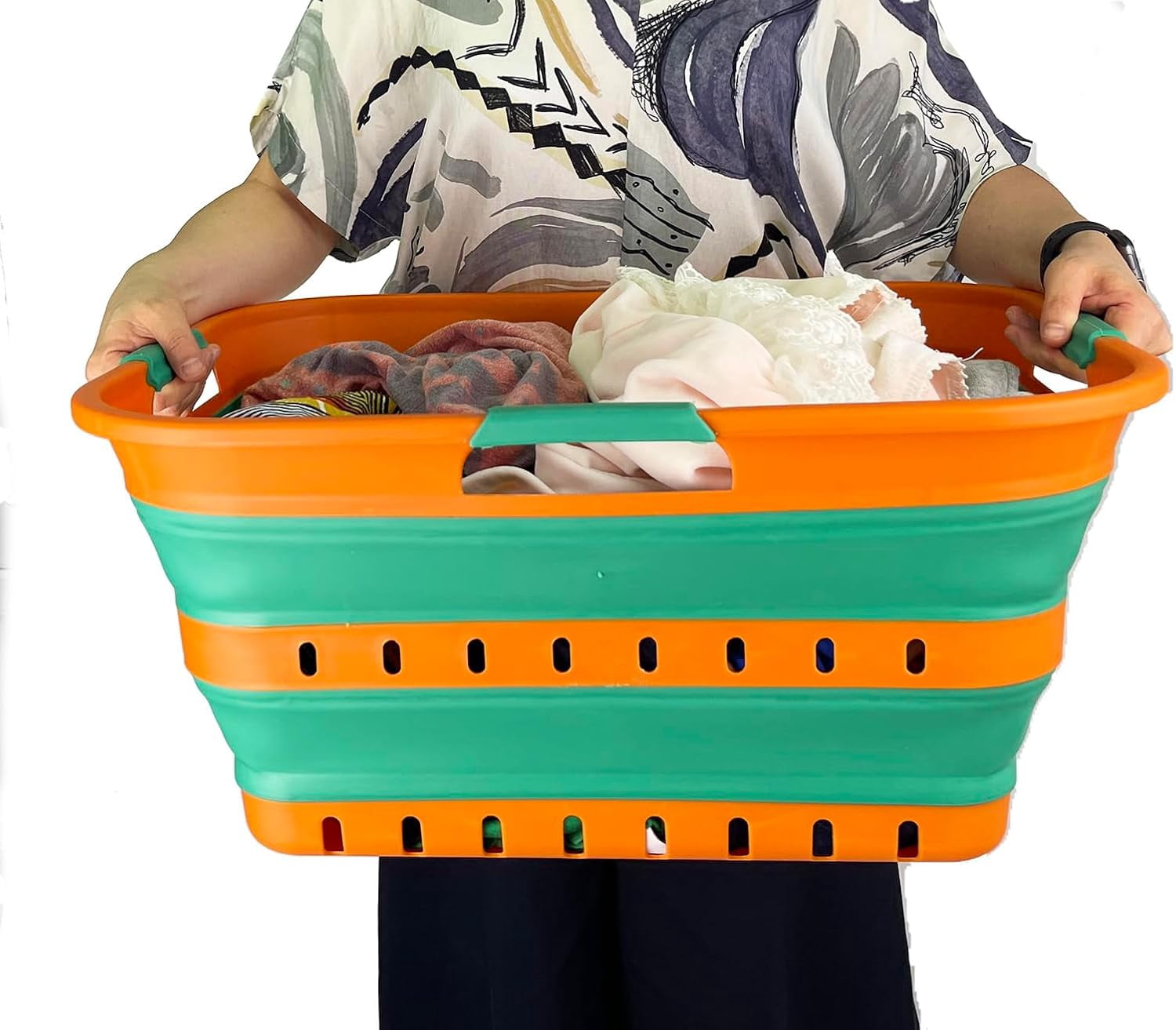 SAMMART 42L (11 gallon) Collapsible Plastic Laundry Basket - Foldable Pop Up Storage Container/Organizer - Space Saving Hamper/Basket