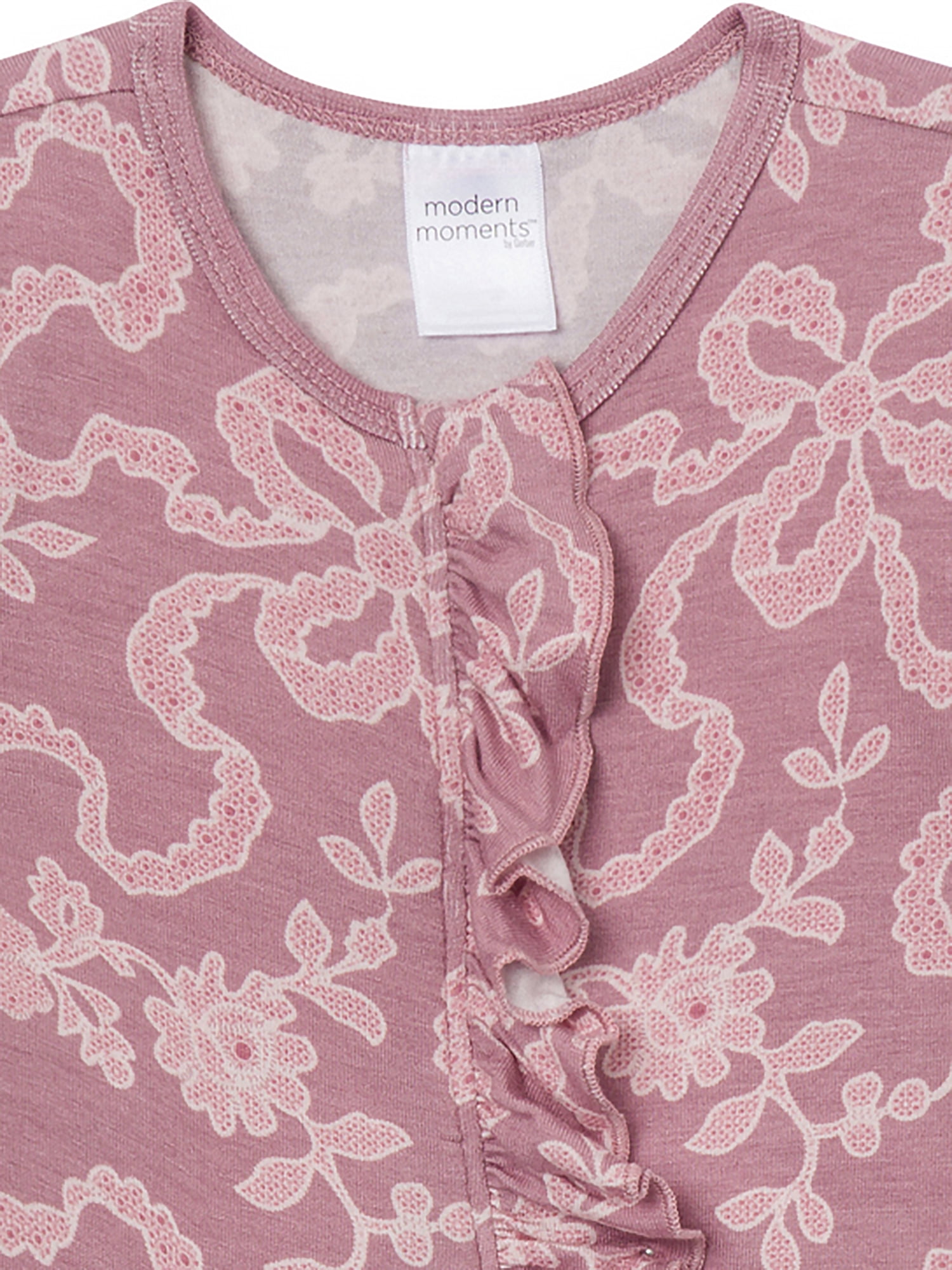 Modern Moments by Gerber Neutral Two-Way Zip Viscose Ruffled Sleep ´N Play Footed Pajamas, Sizes Newborn - 6/9 Months