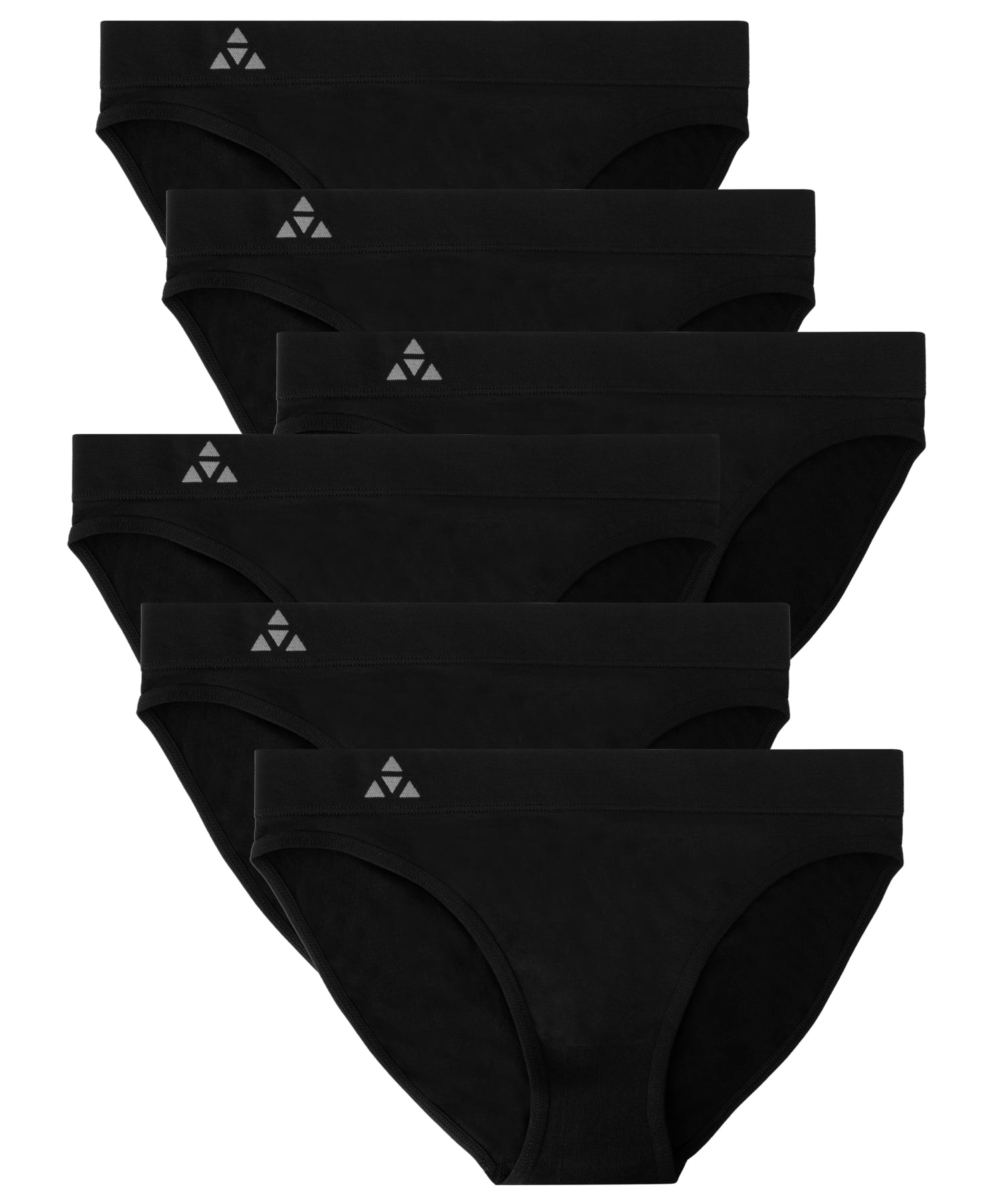 Balanced Tech Women's 6 Pack Seamless Low-Rise Bikini Panties - Black -  Small 