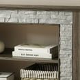 thumbnail image 5 of Sesslife TV Console Table for 70" TV, Farmhouse TV Stand with Faux Stacked Stone Surround, Media Entertainment Center Table with 2 Doors and Adjustable Shelves, TV Cabinet for Living Room, Gray, 5 of 9