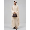 thumbnail image 7 of Apricot Pleated Chiffon Maxi Dress With Batwing Sleeves Round Neck Flowy Elegant Vacation Party Dress, 7 of 7