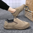 thumbnail image 4 of Mens Slip On Coffee Casual Shoes for Men PU Faux Leather Lightweight Non Slip Breathable Walking Work Sneakers Comfortable Loafers,Size 6.5, 4 of 9