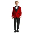 thumbnail image 3 of Boys Suit Set 3pc Velvet Satin Shawl Lapel Jacket With Matching Vest & Pants Free Shirt & Bow Tie-Slim Fit, 3 of 5