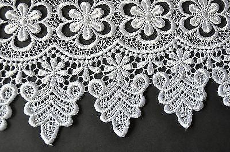 Lily 15.25" White Guipure Venice Lace Both side Scallop Bridal Gown by Yardage