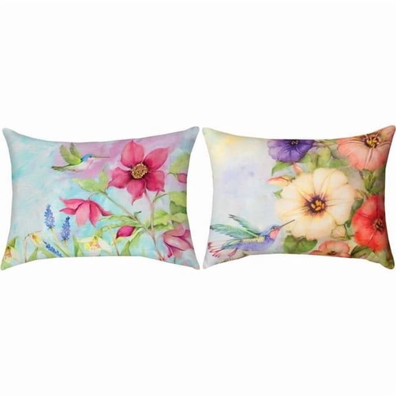 Manual Woodworkers & Weavers 18 x 13 in. Natures Grace Hummingbird Petunias Dye 100 Hours Pillow