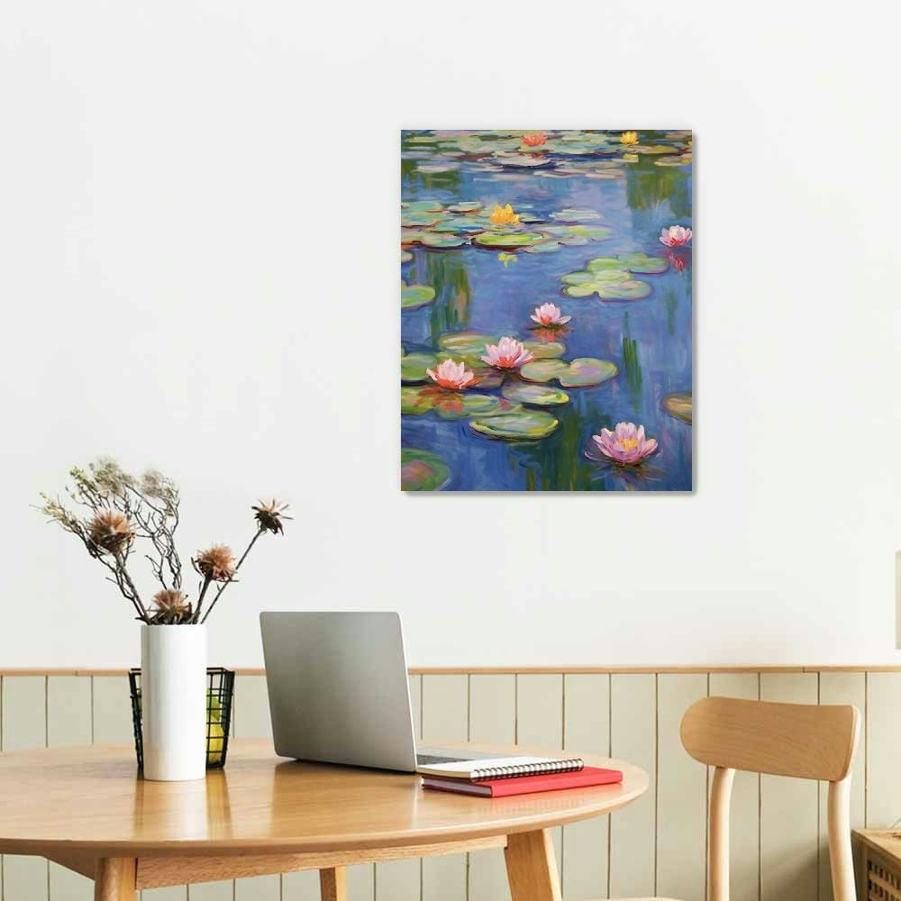 ARISTURING Monet Canvas Wall Art, Water Lilies 1916 By Claude Monet Giclee Prints Canvas Wall Art Poster, 16x20 Inch , Claude Monet Impressionism Wall Art For Living Room Bedroom Bathroom Wall Decor