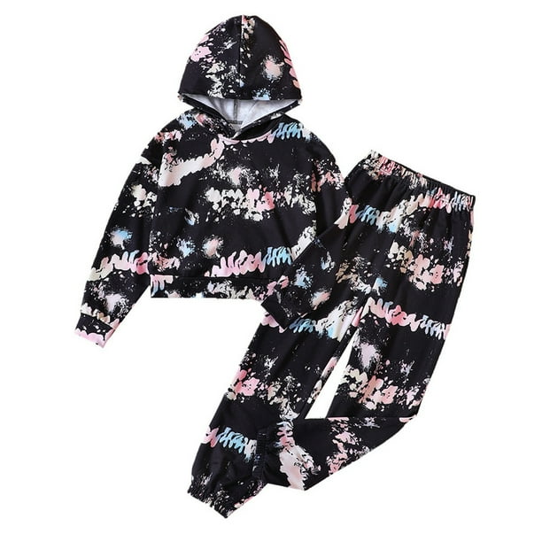 Gibobby Conjunto niña Niños Niñas Otoño Invierno Sudaderas Con Capucha Pantalones Traje Ropa Casual(Negro, 4-5 Años)