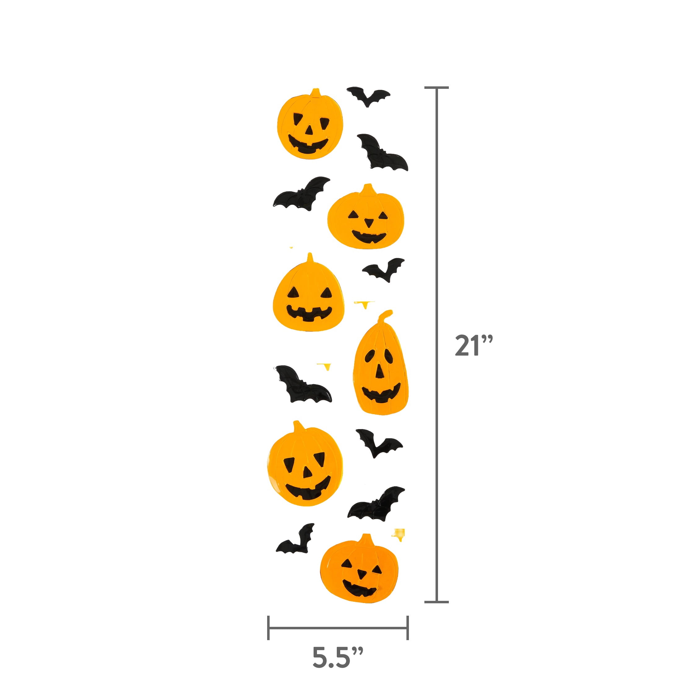 Jack-o'-Lanterns and Bats Gel Clings, Multicolor, 5.5" x 21", Halloween by Way To Celebrate