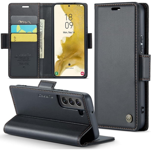 Funda tipo cartera para Samsung Galaxy S22 Ultra 5G con bloqueo RFID, tarjetero, soporte magnético, funda protectora de piel con tapa para Samsung Galaxy S22 Ultra 5G de 6,8 pulgadas