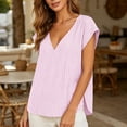 thumbnail image 5 of Women's Summer Casual V-Neck Striped Short Sleeve Top, 5 of 8