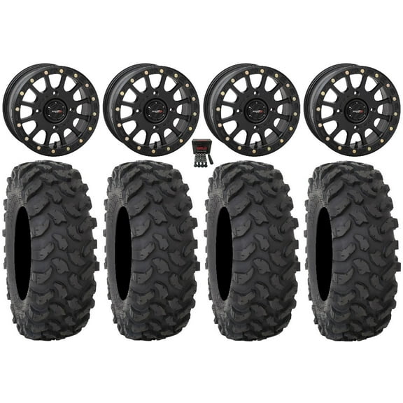 System 3 SB-5 Black 15" Wheels 33" XTR370 Tires Kawasaki Teryx Mule