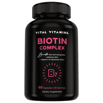 Vital Vitamins Biotin Complex - with Hyaluronic Acid, MSM, Collagen - Hair, Skin, & Nails - 60 Ct
