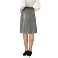 thumbnail image 3 of INSPIRE CHIC Women's Faux Leather Skirt A-Line High Waist Vintage Pencil Midi Skirt XL Dark Grey, 3 of 6