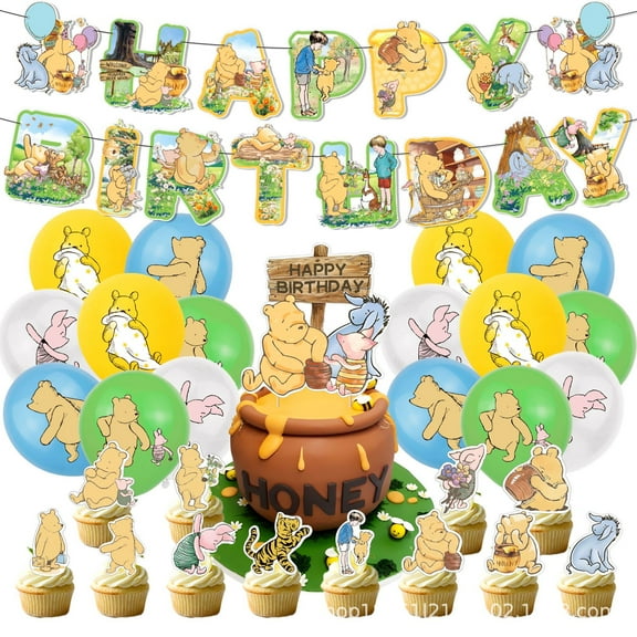 Winnie Pooh Birthday Party Supplies,Cartoons Theme Party Decoration Set