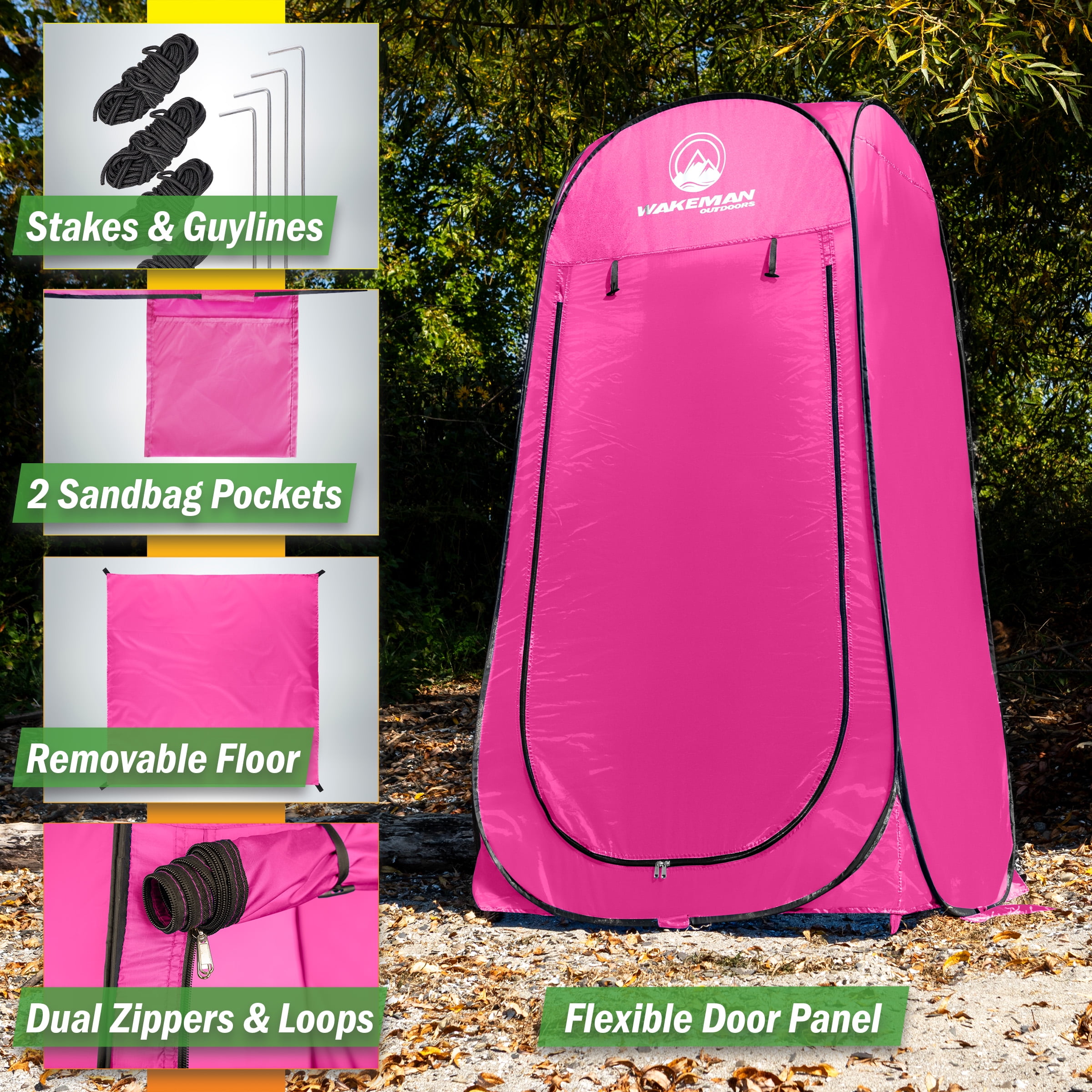 Wakeman Kid Size Pop Up Changing Tent, 3x3x5.2ft Mini Portable Toilet Stall or Dressing Room, Pink