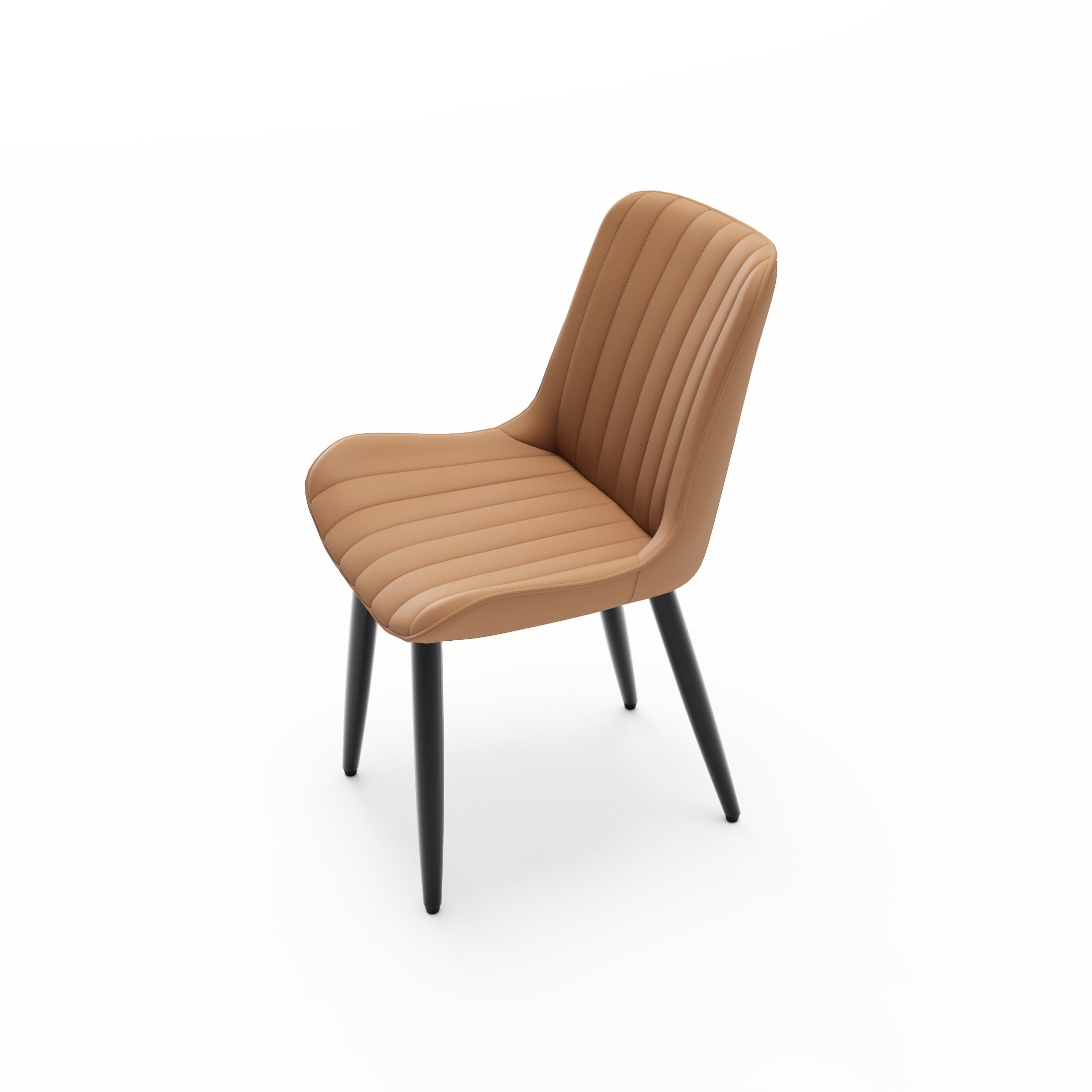 Noble House Modern PU Leather Dining Chairs with Metal Legs, Armless Side Chairs for Kitchen, Brown, Set of 4