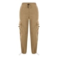 thumbnail image 7 of ZHANGDER Girls Cargo Pants Elastic Waist Drawstring Y2K Trousers with Pockets Wide Leg Jogger Pants, Khaki 12-13 Years, 7 of 7