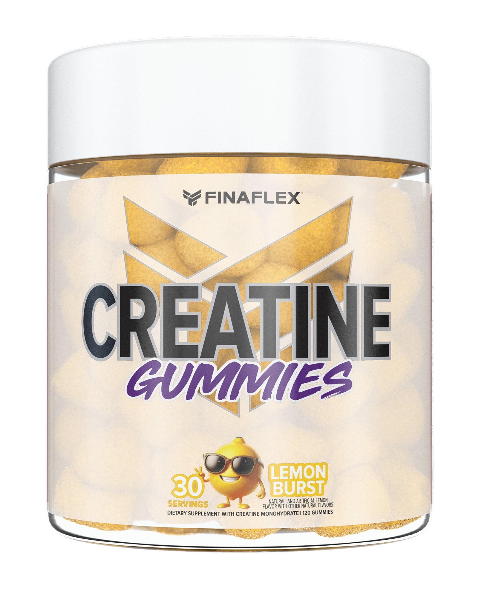 FINAFLEX Creatine Gummies for Strength, Performance & Muscle, Lemon Burst, 30 srv.