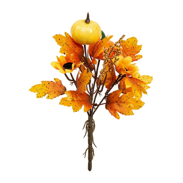 Fall Decor, 13.8 Inch Artificial Autumn Pumpkin Berry Maple Leaves Stems Picks Vase Decorations For Home Harvest Holiday Halloween Thanksgiving Table Centerpiece Indoor Decor
