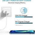 thumbnail image 4 of iPhone 11 12 13 14 Fast Charger-Apple MFi Certified-20W PD Type C Power Wall Charger with 6FT Charging Cable Compatible with iPhone 14/14ProMax/13/13ProMax/12/12mini/12pro/12ProMax/11/11Pro iPad Air, 4 of 8