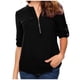 thumbnail image 2 of ICHUANYI Clearance Women's Summer Long Sleeve Zip Casual Tunic V-Neck Rollable Blouse Tops(Black, XXL) ICHUANYI WER2023081107815, 2 of 8
