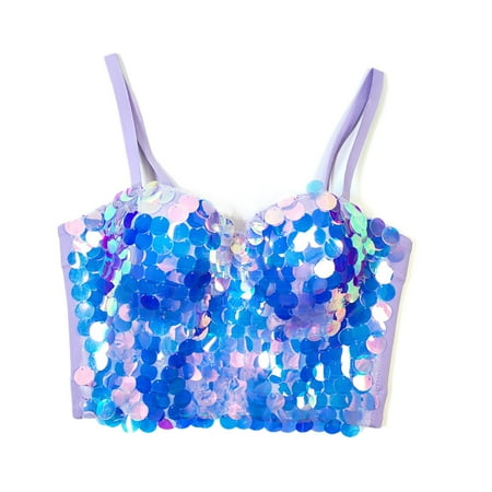 Bigersell Cute Bras for Women Upgrade Women s Fashion Corset Fishbone Bra Wearing Sequin Bead Hanging Strap Bra Balconette Bra Style F-251 Purples XXL