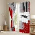 thumbnail image 3 of Homewish Grey Red Oil Printing Black Out Curtains, Chic Watercolor Artwork Curtains Pack of 2 (42x63 Each), Vintage Fashion Bedroom Curtains, Curtains and Drapes Decor, 3 of 6