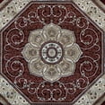 thumbnail image 7 of Emma + Oliver 7x7 Burgundy Octagon Accent Rug with Elegant Floral Medallion Center and Floral and Vine Accents in Beige, Green and Ivory, 7 of 7