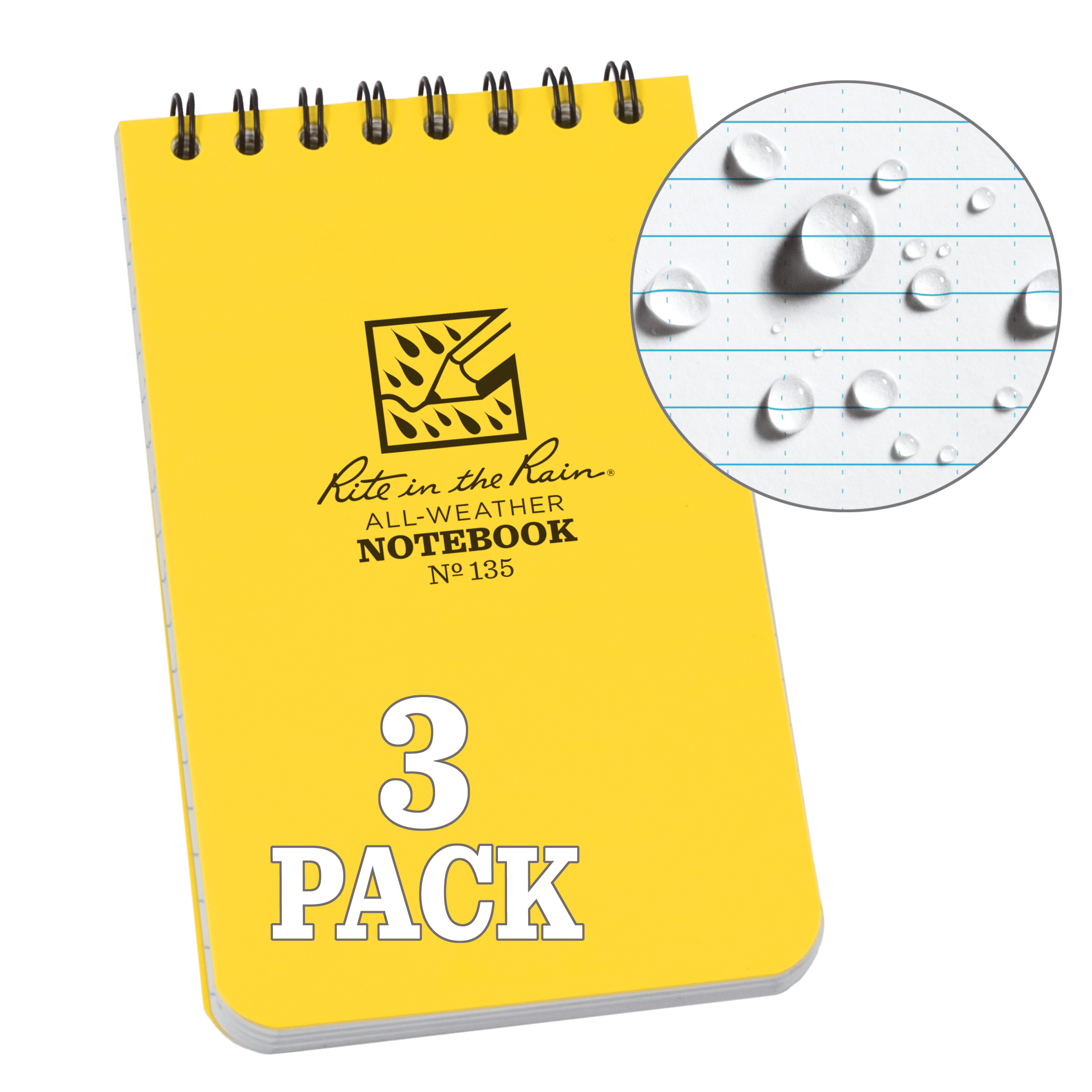 5x7 373 Universal Yellow No Rite In The Rain All-Weather Side-Spiral Notebook
