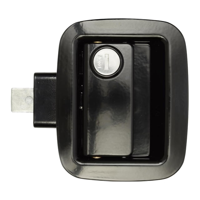 AP Entry Door Lock 013-710 Bauer; Replacement For Bauer Entry Door Lock For Horse Trailers; 2-3/4 Inch Wide x 3-1/2 Inch High Cut Out; Keyed Entry Handle; Black Handle; Right Hand