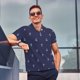 thumbnail image 4 of Balery Anchor Heart Blue Camisa Polo de Hombre con Estampado, de Manga Corta y Tejido Medio, Camisa Tipo Golf Polo-Small, 4 of 6