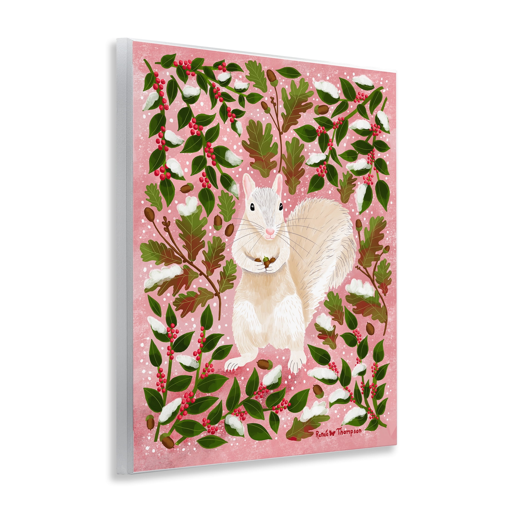 Stupell Industries Squirrel & Winter Holly Animals Painting Unframed Art Print Wall Art, 11 x 14