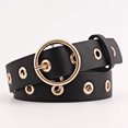 thumbnail image 2 of 103cm Women's PU Leather Belts with Round Ring Buckle Lady Decorative Hollow, 2 of 3