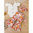 thumbnail image 2 of Happy Town Toddler Girls Summer Outfits Short Sleeve Jumpsuit and Pants 2pcs Set for 3-24 Months, 2 of 7