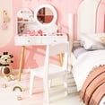 thumbnail image 2 of Gymax Kids Vanity Set w/ Lighted Mirror Princess Makeup Dressing Desk & Chair Set White, 2 of 10