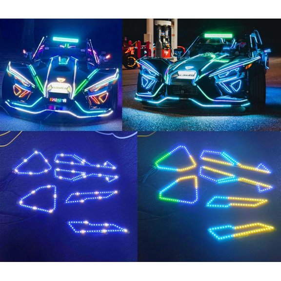 Tzvmnylighting Factory - 6PCS Set Dream Color CHAISNG Overlay Lights TOP HEAD LOWER For 2020-2024 Polaris Slingshot APP Remote