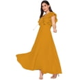 thumbnail image 2 of eloria Women's Ruffels Sleeve Party Wear Dress A-line Fit & Flare Long Dress Size: XS | Color: Mustard, 2 of 5