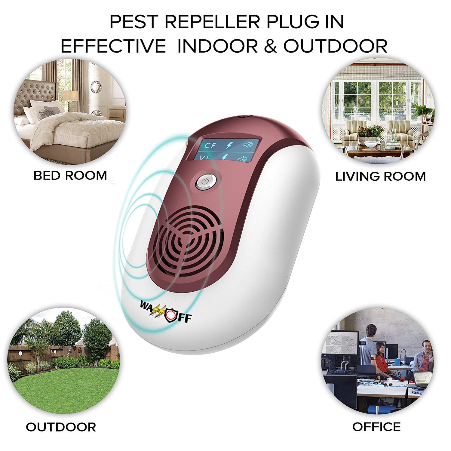 Lightsmax Ultrasonic Electromagnetic Pest Repeller Plug In