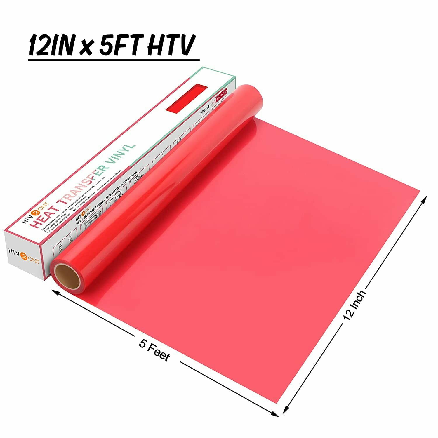 15′′ x 5yd Roll PU HTV Red Iron-On Heat Transfer Vinyl