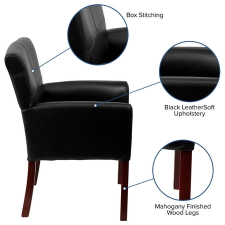 Flash Furniture - Taylor  Contemporary Leather/Faux Leather Side Chair - Upholstered - Black