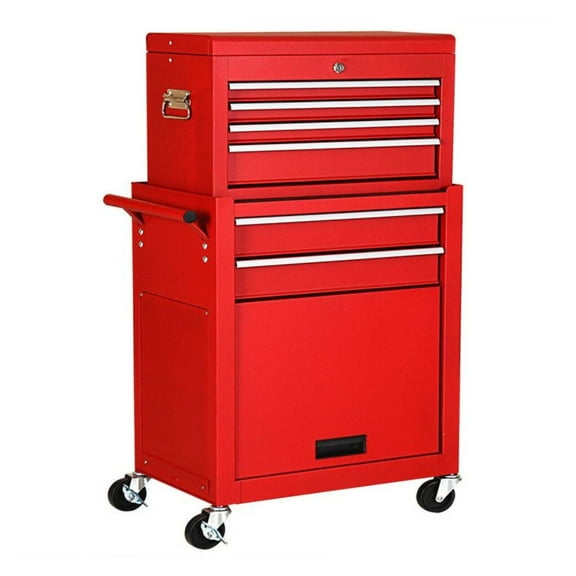 Rolling Tool Cabinet Storage Chest Box - 42.5" Garage Toolbox with Lockable Drawers & Wheels