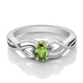 thumbnail image 2 of Gem Stone King 925 Sterling Silver Green Peridot Ring for Women | 0.50 Cttw | Oval 6X4MM | Gemstone Birthstone (Size 8), 2 of 4
