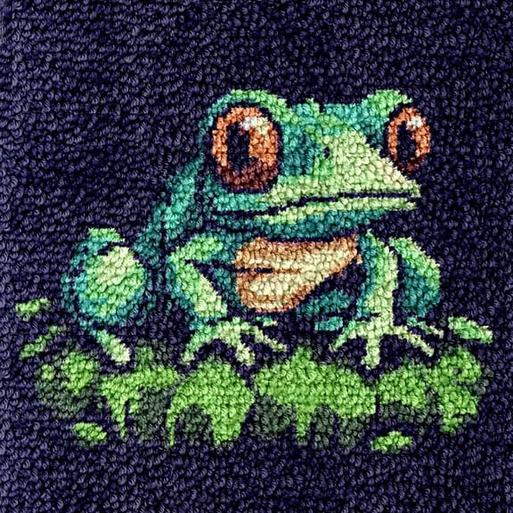 Tree Frog Small Size Mini Rug Latch Hook Kits Rug DIY Cushion Tapestry Making Crochet Hook Mat Making Kits Color Preprinted Pattern Canvas DIY Carpet Needlework Home Decor Kits 30x30cm (r68)