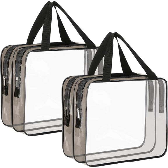 2 Pieces Large Clear Makeup Bag,Waterproof Transparent Cosmetics Toiletry Tote Bag,Large Capacity Travel Cosmetic Bags for Toiletries Men Women