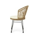 thumbnail image 6 of GDF Studio Cowen Outdoor Wicker Dining Chairs with Cushion, Set of 2, Light Brown, Black, and Beige, 6 of 8