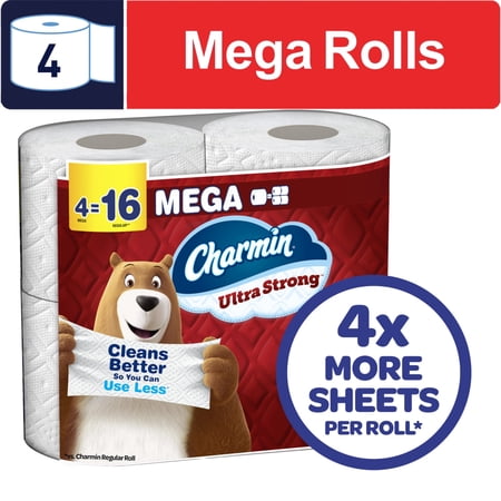 Charmin Ultra Strong Toilet Paper 4 Mega Rolls, 220 Sheets Per Roll