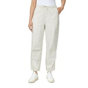 kensie Jeans for Women High-Rise Cargo Drawstring Parachute 27.5-Inch Inseam, AlmondMilk, 4