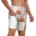 thumbnail image 3 of Picia Cute Sleepy Fox pattern Mens Swim Trunks with Compression Liner Stretch Beach Shorts Quick Dry with Zipper Pockets No-Chafing Board Shorts-Small, 3 of 9