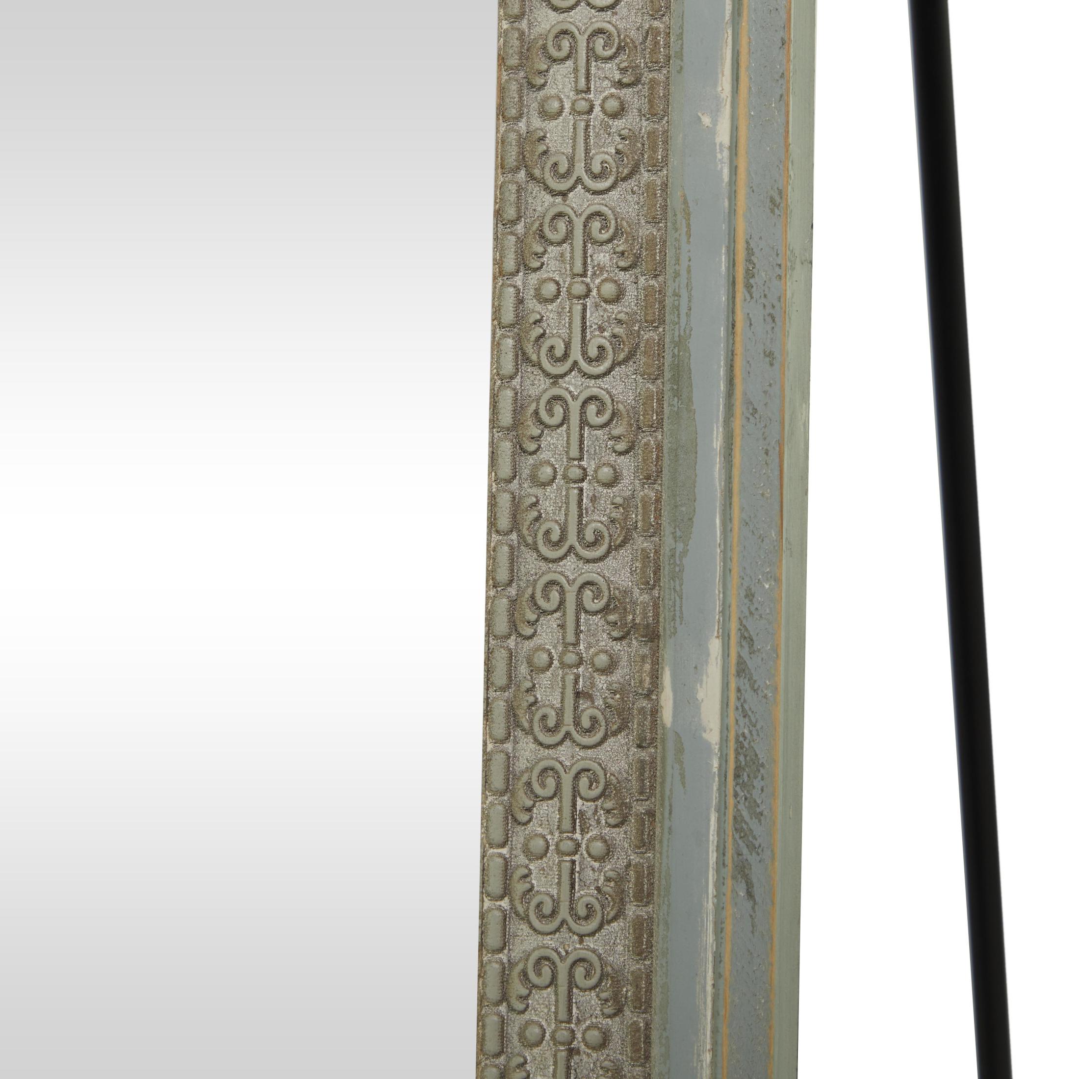 DecMode Bohemian Brown Carved Wood Floor Mirror with Flower and Scroll Designs, 20"W x 70"H