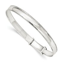 Sterling Silver Polished Miligrain 7mm Adjustable Bangle Bracelet